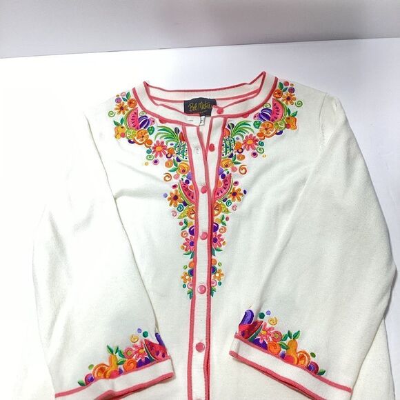 Bob Mackie Floral Fruit Summer Cardigan XS - Picture 6 of 6